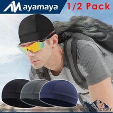 Men Skull Cap Helmet Liner Sweat Wicking Cycling Running Dome Beanie Hat Cooling