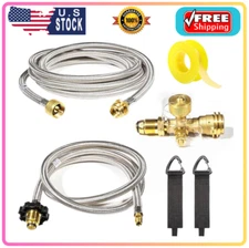 Extend a Stay RV Propane Kit, Propane Brass Tee 4 Port with 5 ft and 12 ft St...