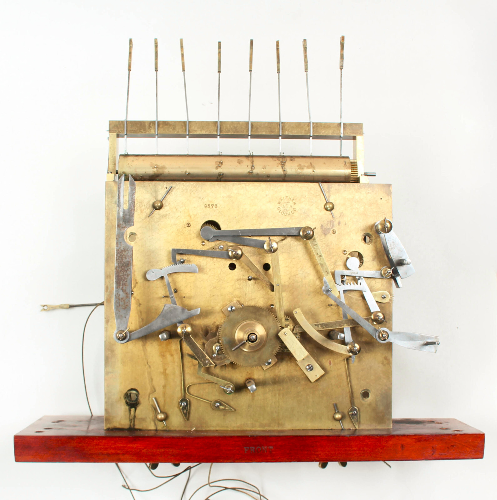 Waltham 9 tube grandfather clock movement & moon dial 1910 Original