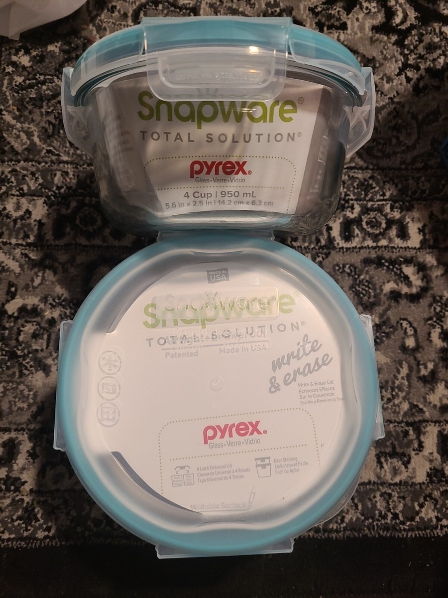 Snapware 4-Cup Total Solution Square Food Storage Glass Container Blue Set  Of