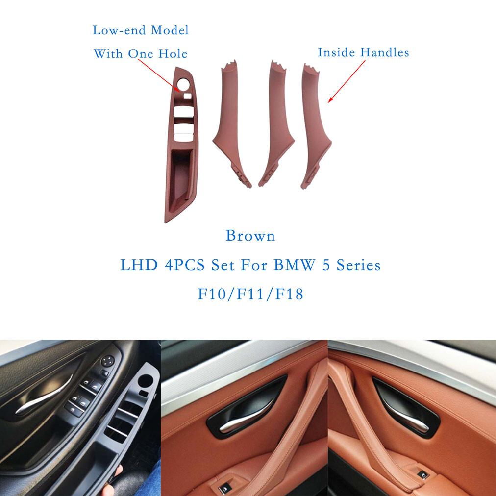BMW 5 Series F10 F11 F18 4-Piece Brown Inside Pull Handles Window Panel LHD Set