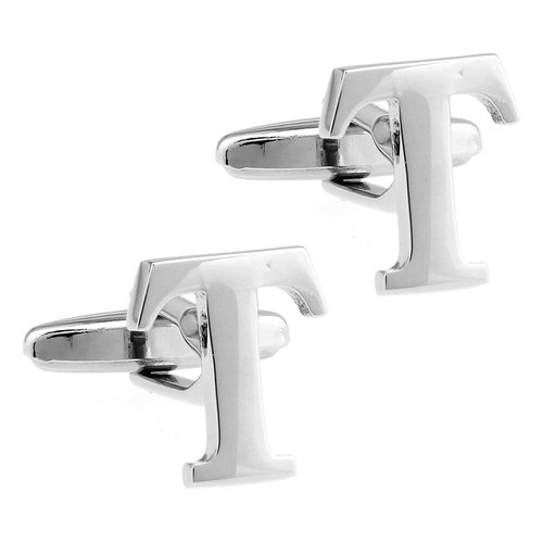 Uppercase Letter "T" Cuff Links Alphabet Theme Cufflinks Capital Letter Cufflink