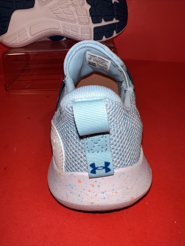 Under Armour. SURGE 3 SLIP GS 'PAINT SPLATTER'. Blue Slip On. Sz 5Y / 6.5 W - Picture 7 of 7