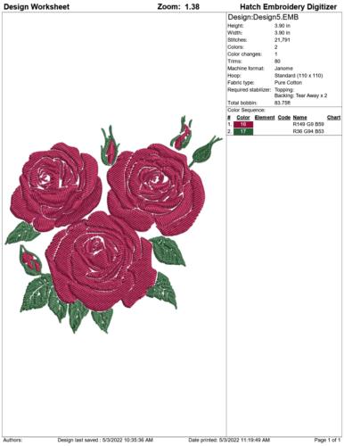 COLLECTION 5 ROSES Embroidery Machine Designs Patterns PES JEF HUS DST USB - Picture 11 of 11