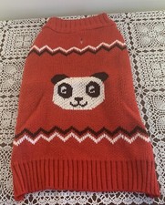 Red Black White Panda Bear Design Design Dog Sweater Warm Winter Wear LARGE