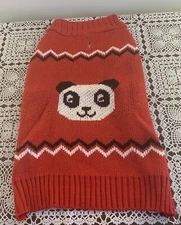 Red Black White Panda Bear Design Design Dog Sweater Warm Winter Wear LARGE