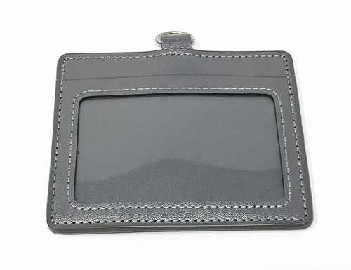 Leather Horizontal ID badge holder with Window and Card Slot size 4.5" X 3" - Picture 12 of 13