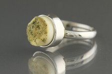 Genuine BALTIC AMBER Greenish Cabochon Stone Silver ADJUSTABLE Ring 3.5g 90611-5