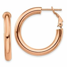 Real 18K Rose Gold Filled LightWeight 5mm Thick Tube Hoop Earrings, 30/40mm/50mm