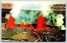 Vintage Postcard Eruption of Mauna Loa Volcano Hawaii