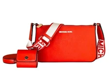 Michael Kors Jet Set Travel Small Crossbody Bag Tech Attached Red Clay