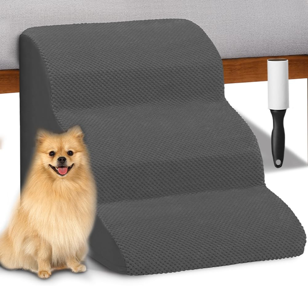 Scala Design per Animali 3 Gradini: Tessuto a Coste e Rullo Pulizia