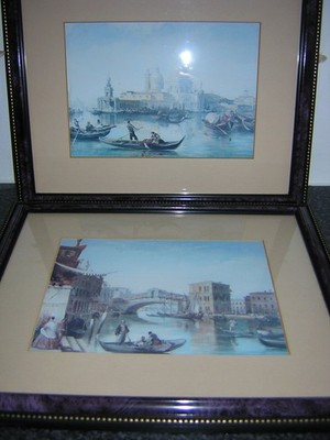 Paar Venedig Drucke: Originalgemälde von Edward Pritchett (1828-1864)