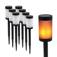 Solar Wege Leuchte Mit Flammen Led 41X6 Cm - 8Er Set - Garten Deko Beet Stecker