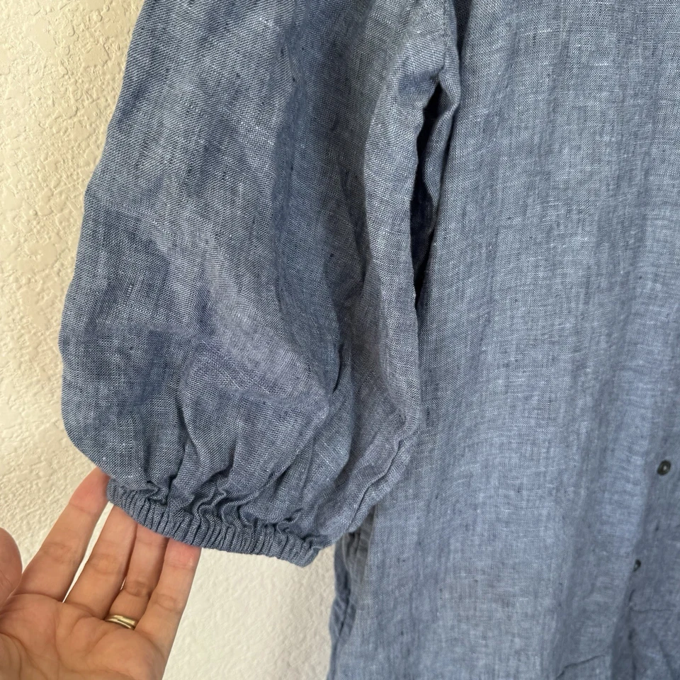 Vestido de mezclilla para mujer Charter Club de lujo 100 % lino cambray cápsula grande Foto 3 de 4