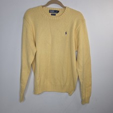 Vintage Polo Ralph Lauren Sweater Mens Large Blue Pony Yellow Cotton Crewneck