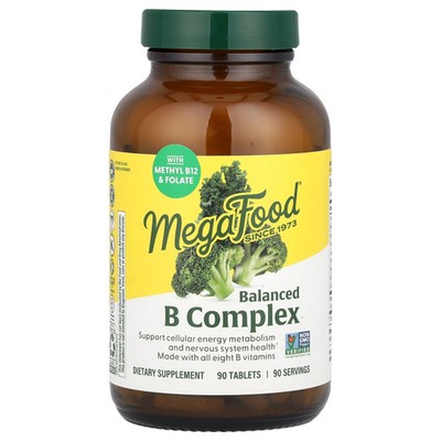 MegaFood DailyFoods Balanced B Complex 90 Tablets Dairy-Free, Gluten-Free,