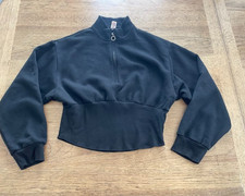 Victoria s Secret Black SMALL Premium Fleece Fitted Half-Zip Sweatshirt