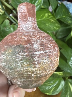 Handmade Studio Pottery Bud Vase Terracotta Red Clay Textured Rustic 3 