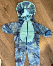 Kids Dinosaur Jumpsuit Hooded Costume Blue Plush Outfit 4-6 Years
