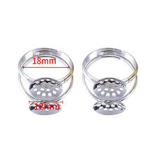 5Pcs Stainless Steel Ring Base Adjustable Ring Band round Tray for Setting Jewel