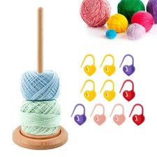 Yarn Holder for Knitting and Crocheting, Easy Install and Operate Wooden Yarn...