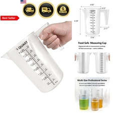 Plastic Measuring Cup Liquid Spill-Proof Handle 32oz Kitchen Lawn Pool