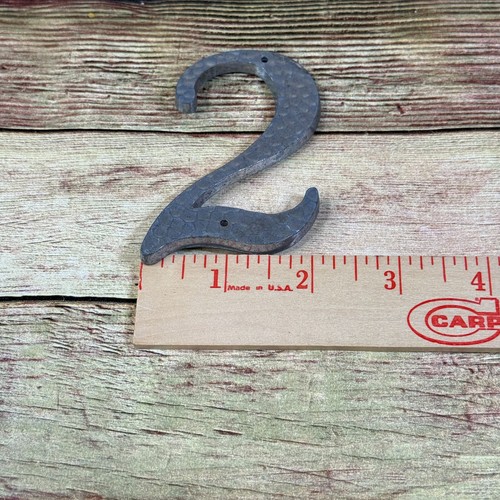 Traditional Silver Hammered Metal 3 1/4” House Mailbox Number 2 - Picture 4 of 4
