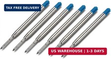 6 Pack - TikiPen Blue Parker Compatible Ballpoint Pen Refills. Smooth Writing Ge