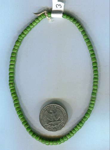 African Trade beads Vintage Antique Venetian old glass small green chevrons
