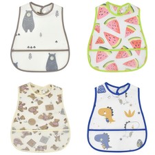 2023New Cartoon Pattern EVA Waterproof Pocket Lunch Feeding Bibs Adjustable