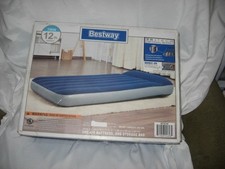 Bestway TriTech Twin 12in Air Mattress Built-In Pump & Pillow, Bag Blue/Gray