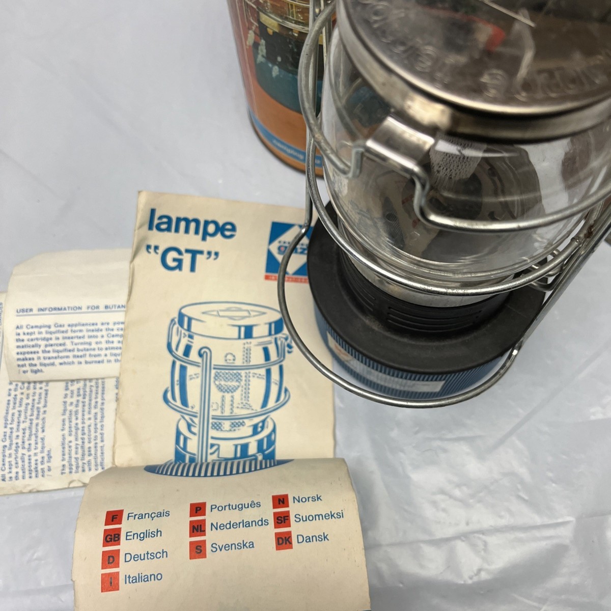 Lanterne De Camping Vintage Camping Gaz GT - Bleue - Fonctionne Au Butane/Propane - France