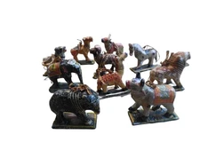 Lot Of Antique Carved Wood Animal Ornaments India