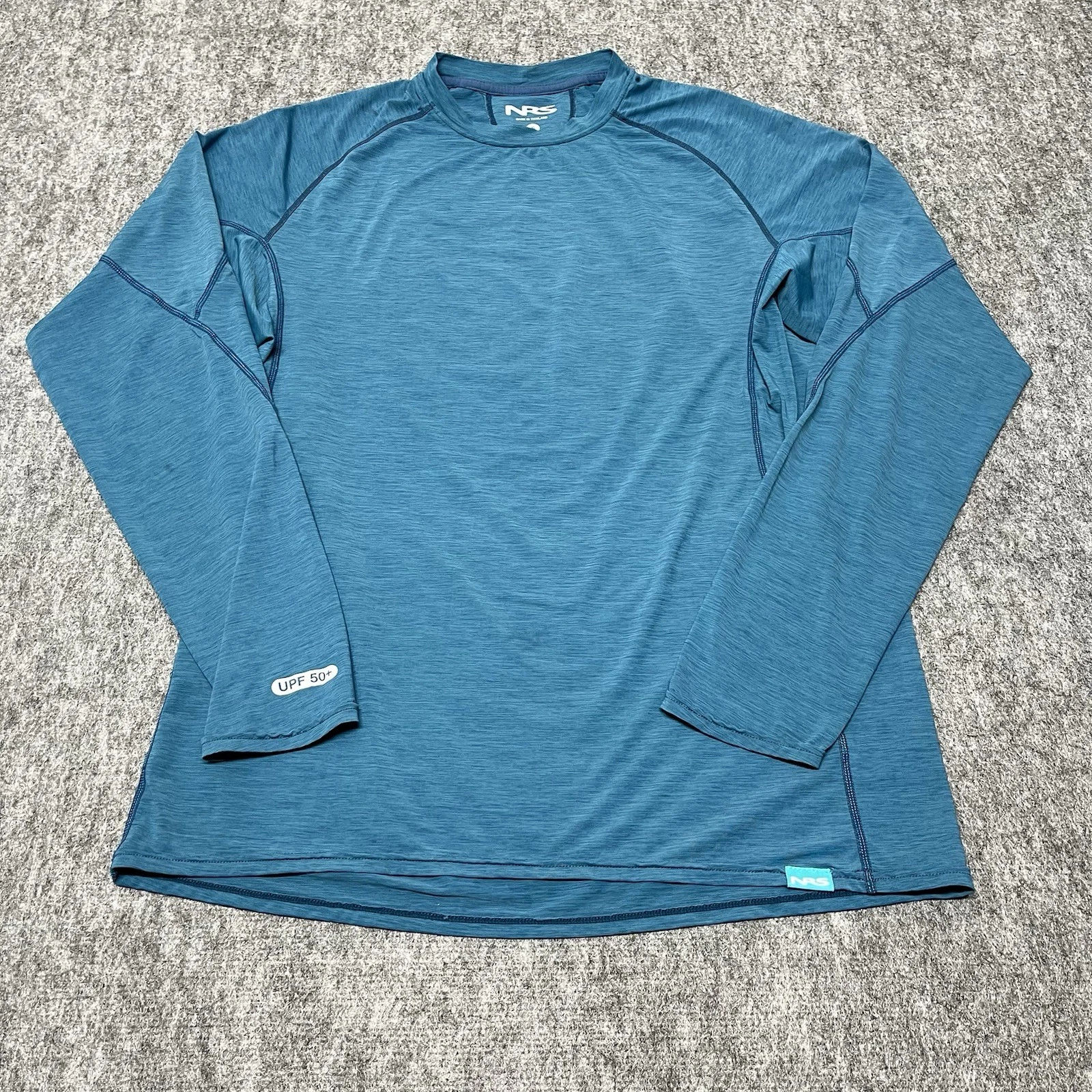 NRS Shirt Men Small Blue Long Sleeve Stretch Performance Outdoor Fishing UPF 50+