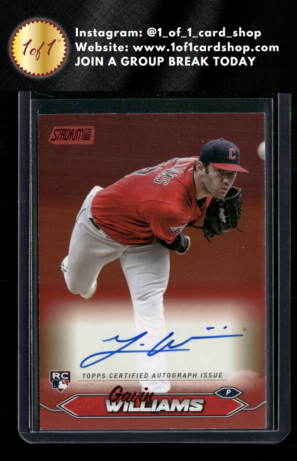 2024 Stadium Club #SCBA-GW Gavin Williams Autographs Red Foil #50/50 RC MS