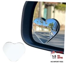 2PCS Heart Blind Spot Mirror - 360 Adjustable Convex - Black