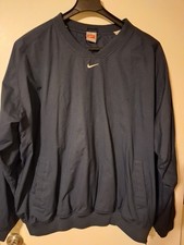 Men's Nike XL Pullover Windbreaker Navy Blue Jacket. Side Zipper, Pockets Lined