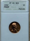 1952 PENNY, ANACS PF 65 RED