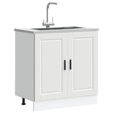 Sink Base Cabinet White 80x46x81.5 cm Engineered Wood Kitchen Unit