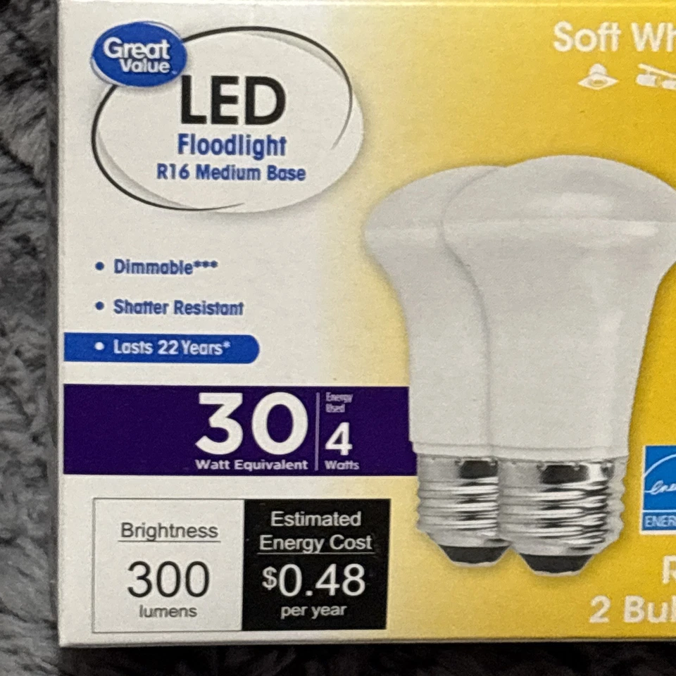 GV LED Floodlight R16 4W Soft White w/Med.Base 2 Bulb pack - Image 2 of 4