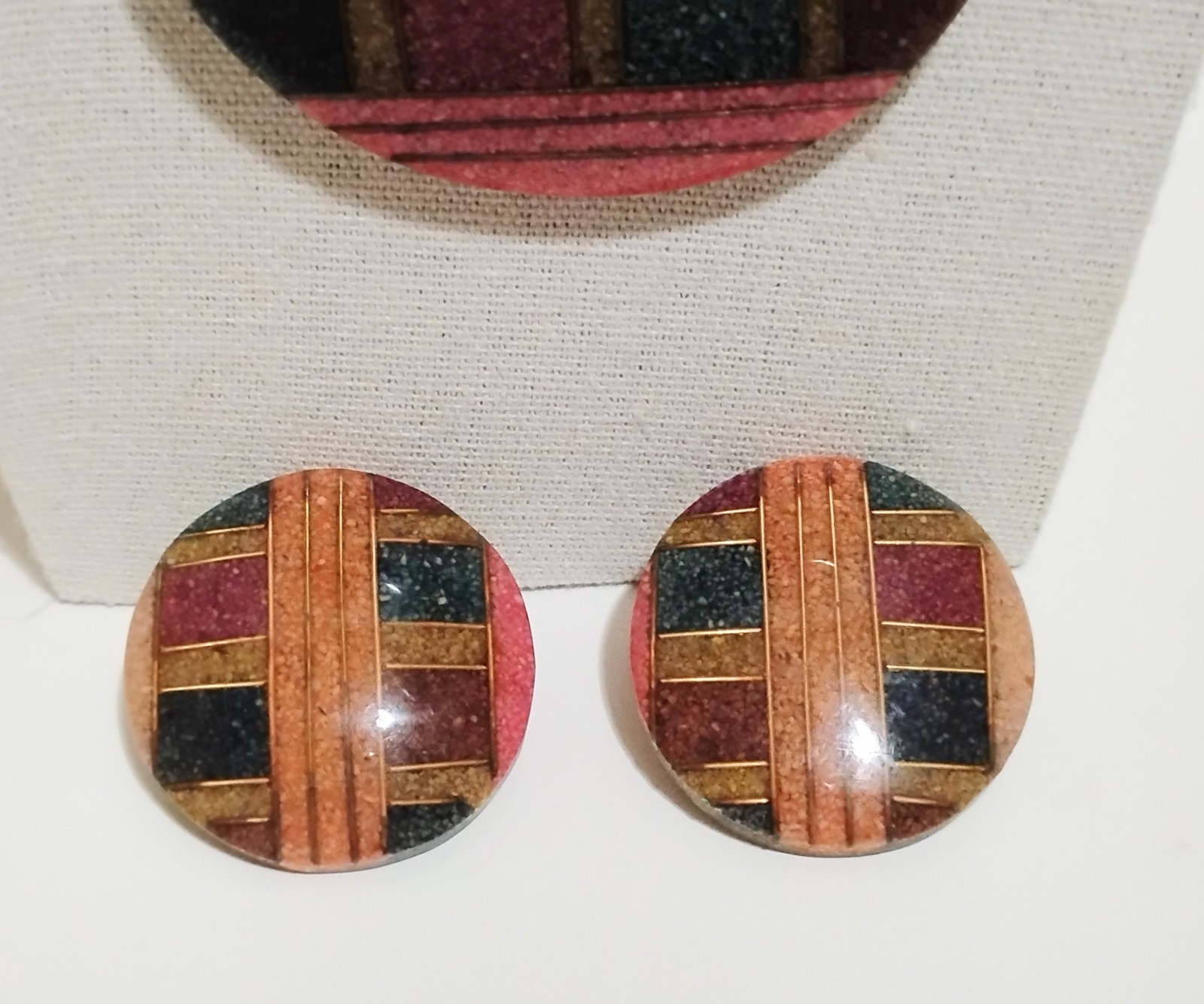 Vintage Lee Sands Earrings Necklace Set Chunky 80s Geometric Designer Statement  thumbnail 11