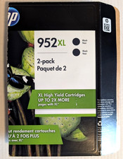 Genuine HP 952XL Black Ink Cartridges 2 Pack 12-2019 - New Open Box