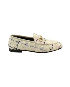 Mocassins Gucci Horsebit Jordaan en tweed romantique crème femme blanc