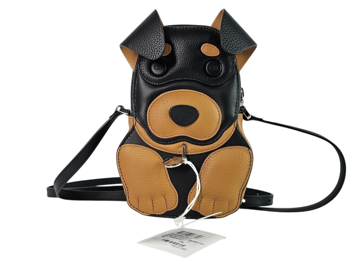 DIOR Bobby Dog Puppy Shoulder Zip Mini Leather Shoulder Crossbody