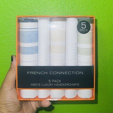 NWT French Connection Men's 5 Pack Luxury 16x16 Handkerchiefs