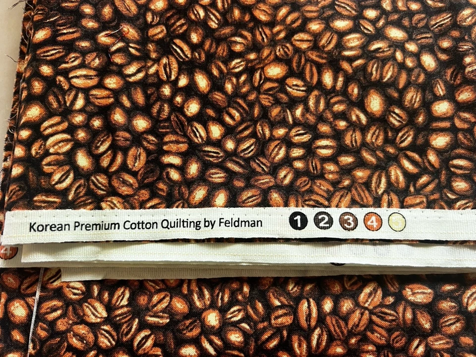 COFFEE BEANS COTTON QUILTING FELDMAN BY THE YARD FABRIC - Image 3 of 4