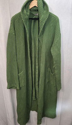 My Kitchen Linens 100% Organic Turkish Cotton Waffle Knit Hooded Bathrobe L/XL