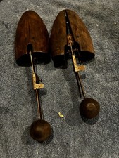 Vintage Pair Wooden Shoe Stretchers Adjustable Metal Handles