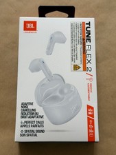 NEW JBL TUNE FLEX 2 PERFECT FIT ADAPTIVE NOISE CANCELLING WIRELESS EARBUDS WHITE